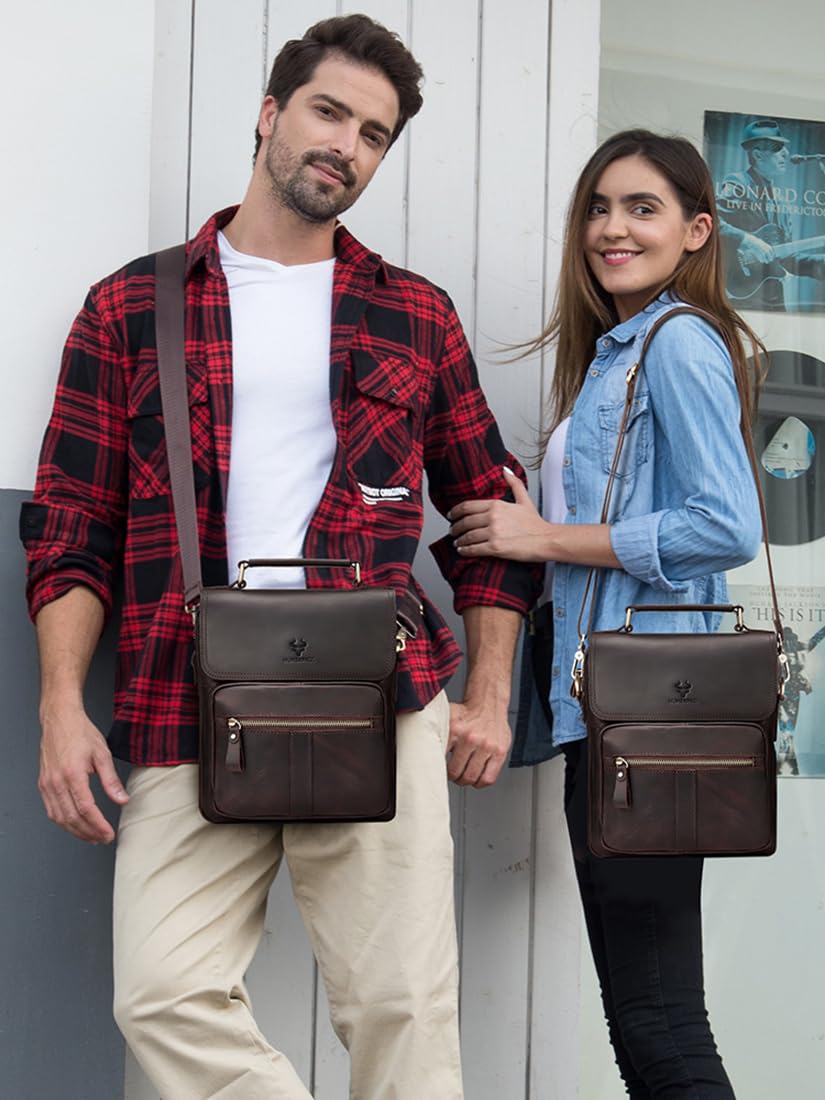 GZCZ Genuine Leather Crossbody Sling Bag for Men & Women - Adjustable Shoulder Messenger Purse for Travel, Business & Outdoor Activities | Perfect for Commuting, Hiking & Daily Use