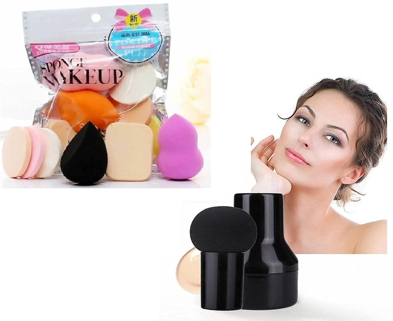 Organic Mushroom Powder Puff Blender Sponge - 6-in-1 Makeup Beauty Blender Set (Pack of 7, Multicolor) for Flawless Foundation, Concealer & Powder Application - Perfect for Travel, Professional Makeup & Everyday Use