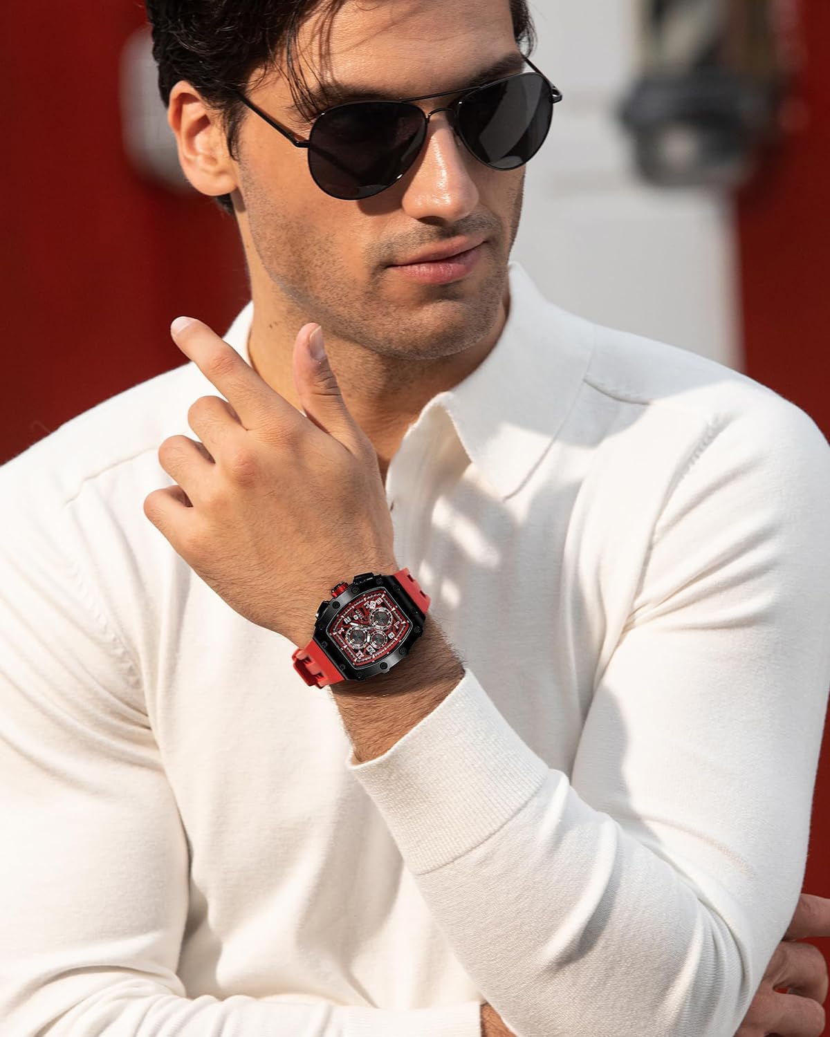 TSAR BOMBA Luxury Men's Watch - Japanese Quartz Chronograph with Sapphire Crystal & Luminous Diver Design - 50M Water Resistant Rubber Strap Watch for Business, Casual & Diving - Perfect Gift for Him
