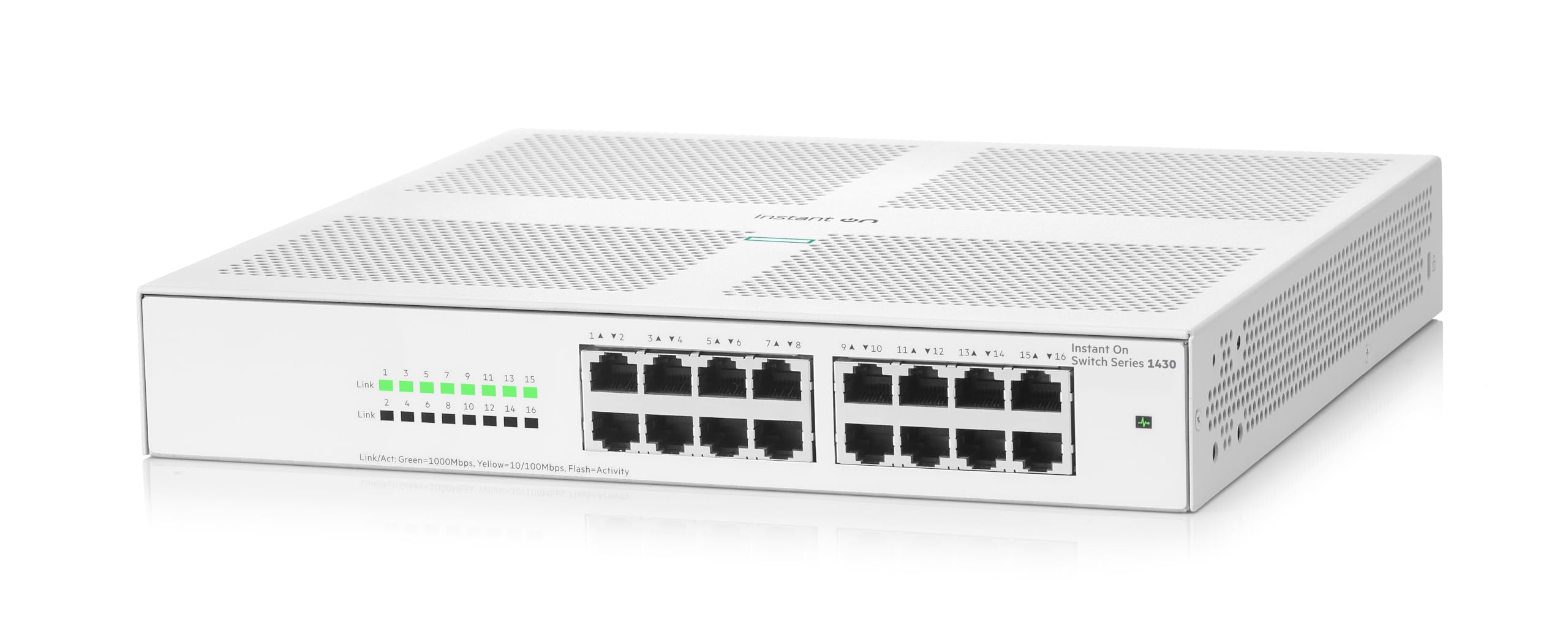 HPE Networking Instant On 1430 16-Port Gigabit Unmanaged Layer 2 Ethernet Switch | 16x 1G Ports | Fanless Design | Plug & Play | US Power Cord (R8R47A#ABA) | Ideal for Small Business & Home Office Networks