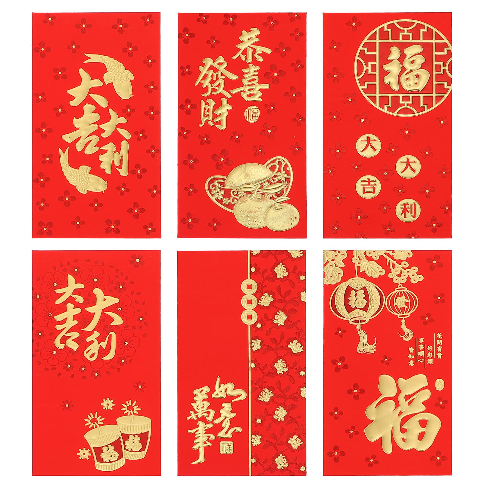 PRETYZOOM 30pcs Chinese Red Envelopes - Hong Bao Lucky Money Pockets for Chinese New Year, Weddings, Birthdays & Gifts | Traditional Cartoon Design Li Xi Paper Envelopes