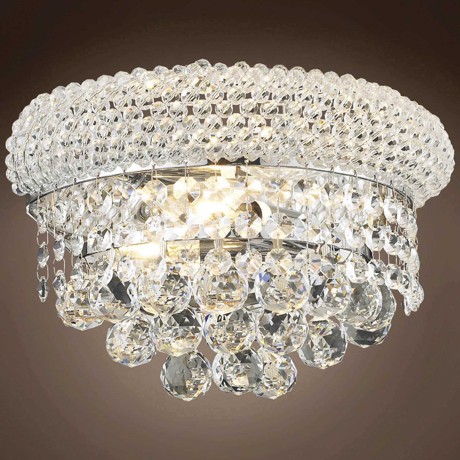 Bagel Design 2-Light 12 Inch Chrome Wall Sconce with Clear European Crystals - 6.00