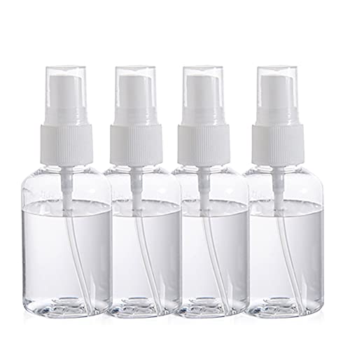 A K Homes - 4 Pack 50ml Fine Mist Spray Bottles, Clear Empty Refillable Plastic Perfume Atomizer for Essential Oils, Travel, Hair & Skincare - Perfect for DIY Beauty, Aromatherapy & Home Cleaning Solutions