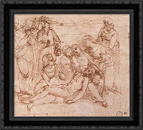 Raphael's Lamentation Over The Dead Christ - 22x20 Inch Black Ornate Wood Framed Canvas Art Print - Religious Wall Decor for Home, Church & Office