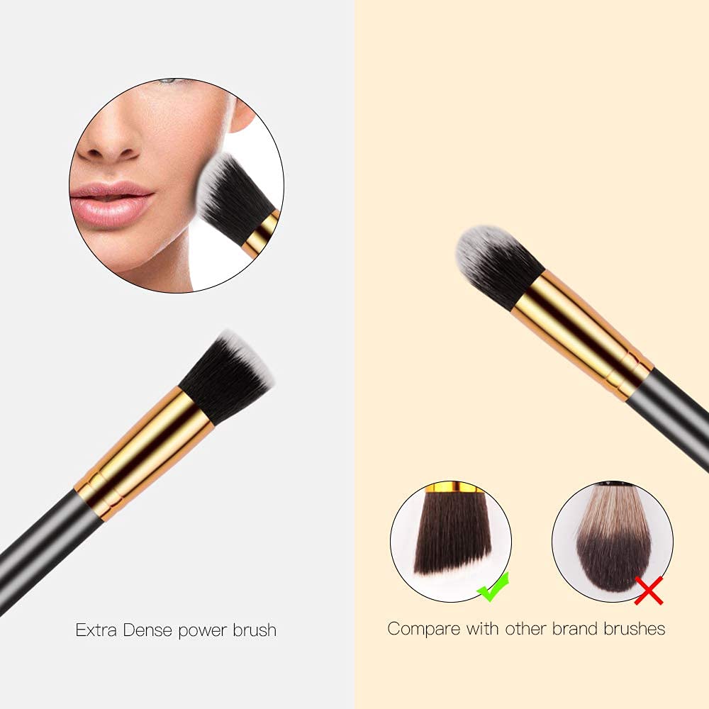 Glamzone 10Pcs Makeup Brush Set - Ultra Soft Dense Hair Foundation, Eyeshadow, Blush & Contour Brushes for Flawless Makeup Application (Black) | Perfect for Professional Makeup Artists & Beginners at Home or Salon Use