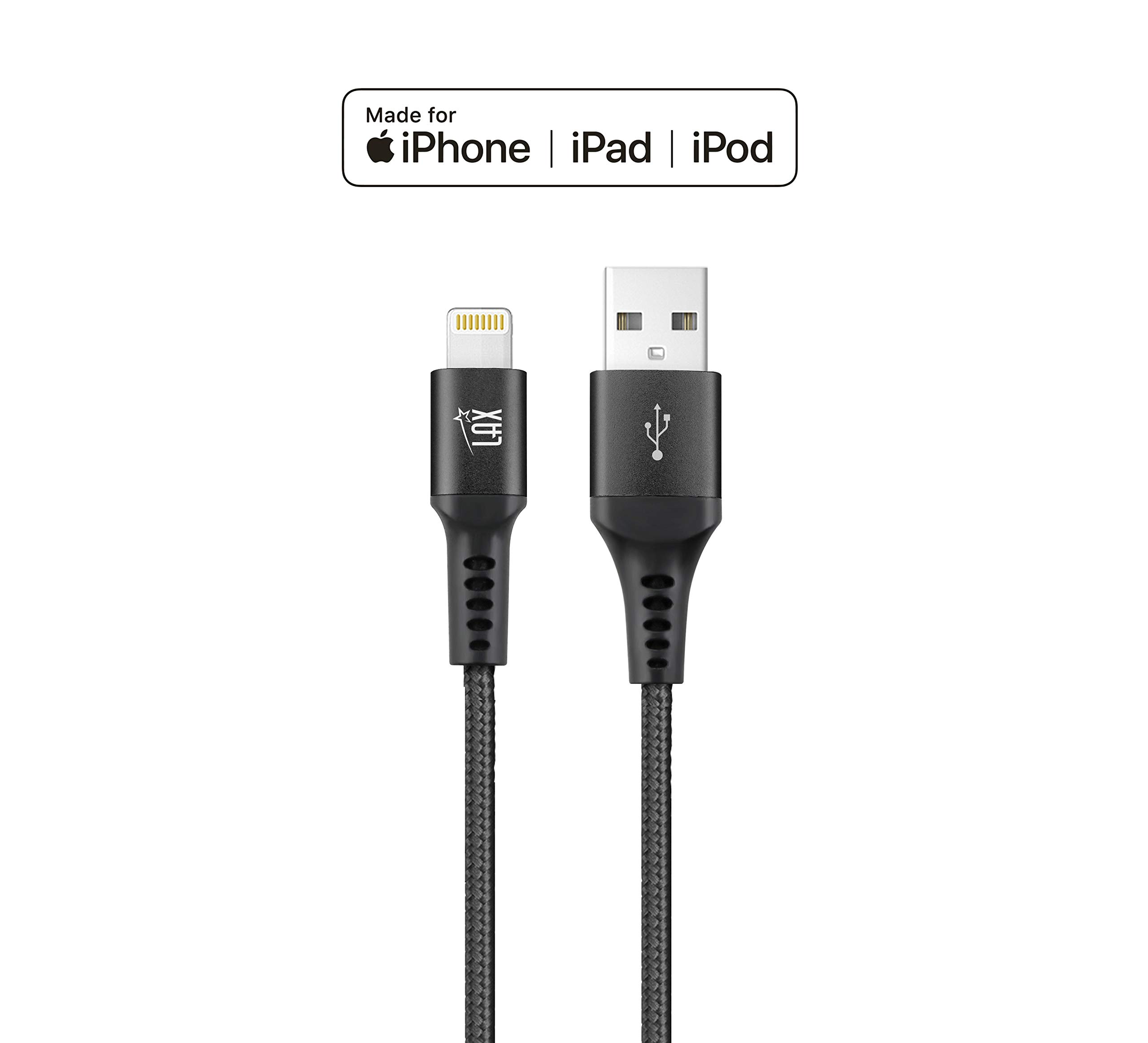 MFi Certified iPhone Charger Lightning Cable - Durable Braided USB Cord for iPhone 11/12/13/14 Pro Max/XS/X/8/7, iPad & iPod | Fast Charging & Tangle-Free Design | Perfect for Home, Office & Travel Use