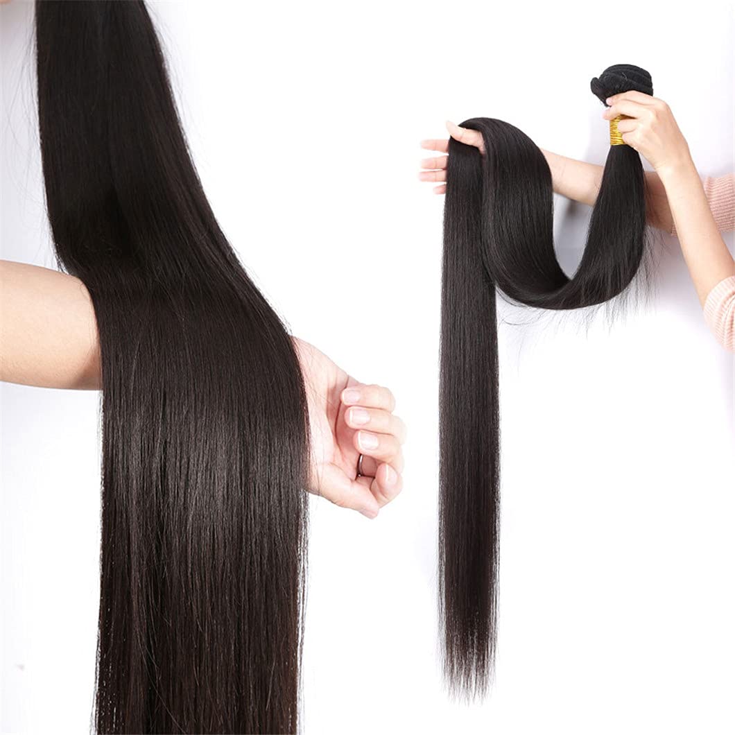 100% Remy Human Hair Extensions - Malaysian Natural Black Straight 1/3/4 Bundle Deals | Double Weave for Black Women | Lengths 14 16 18 20 Inch | Perfect for Daily Styling, Special Occasions & Protective Hairstyles