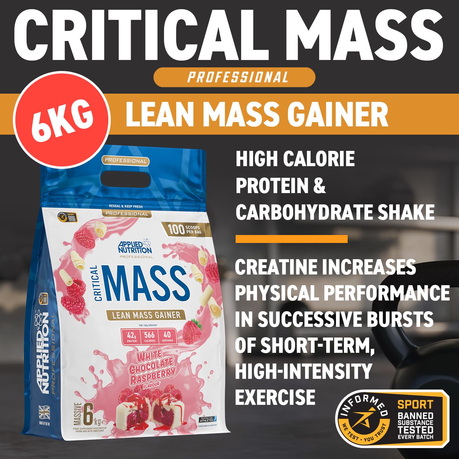 Applied Nutrition Critical Mass Professional Weight Gainer - 6000g for Muscle Growth & Recovery | Perfect for Bodybuilders & Athletes