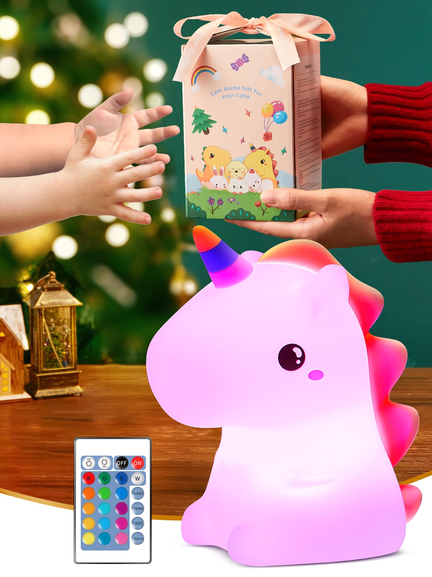16 Color Remote Control Unicorn Night Light for Kids - Rechargeable LED Unicorn Lamp with 16 Colors & Timer, Perfect Girls Gift for Bedroom, Nursery, Birthday & Christmas Decor