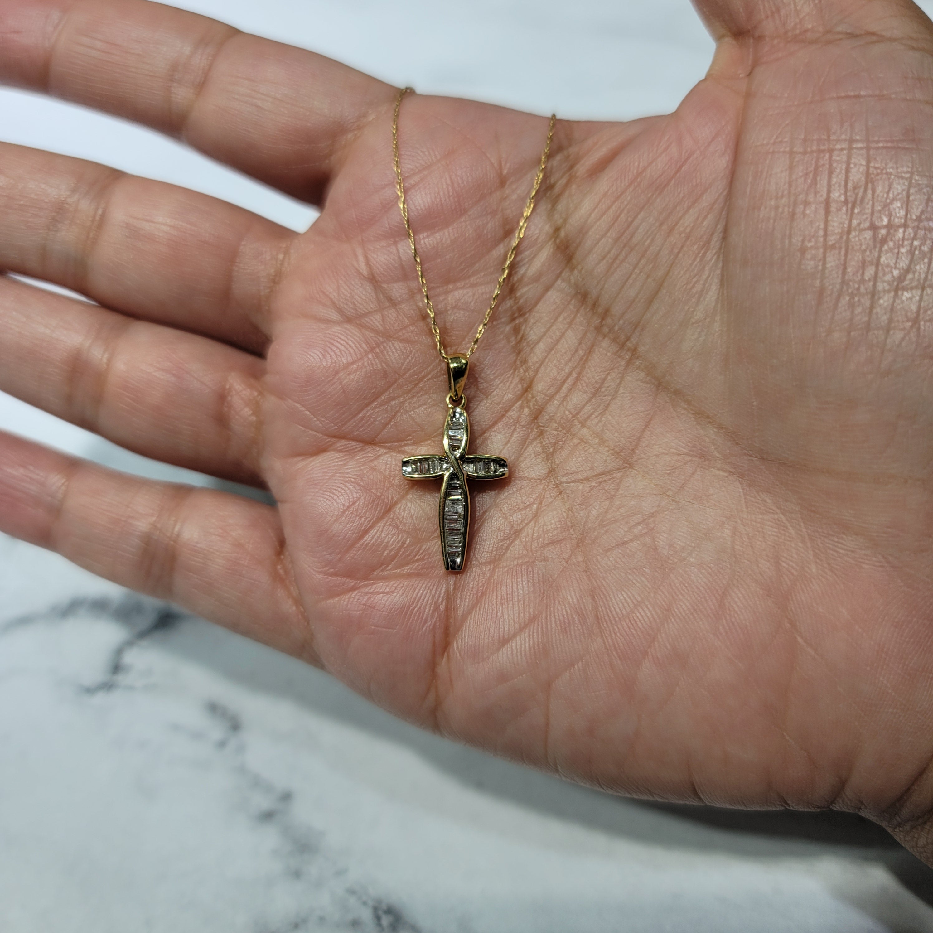 Elegant Baguette Diamond Cross Pendant Necklace for Women - Perfect for Weddings, Anniversaries & Everyday Luxury