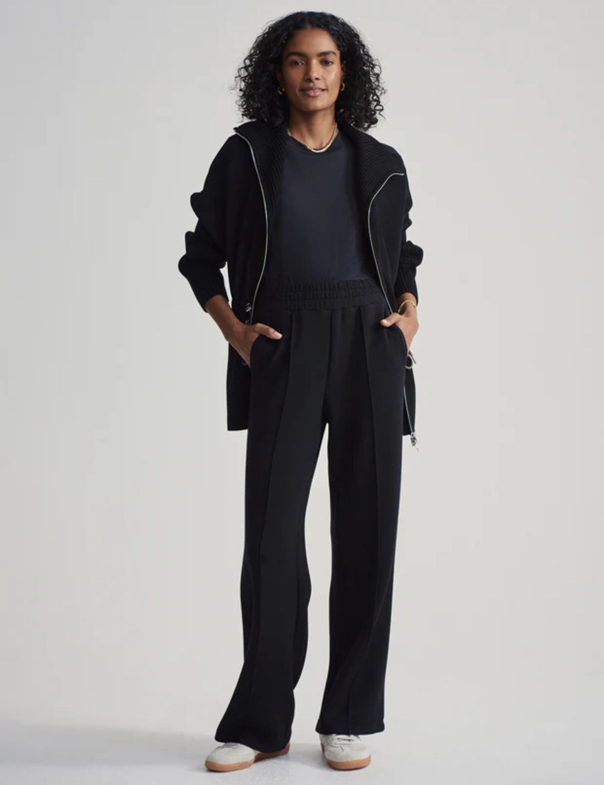 Women's High Waist Wide Leg Pants Size 30 in Black - Comfortable Stretch Fabric for Work, Office & Casual Wear