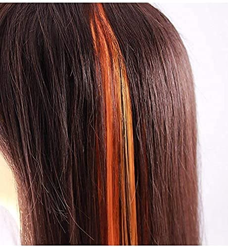Ekan Set of 2 Colorful Synthetic Hair Clip-in Highlights for Women & Girls - Vibrant Streak Extensions for Parties, Cosplay & Daily Styling (Style M1)