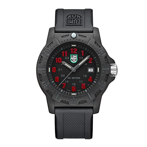 Case:black, Dial:black, Band:black, Numbers:red