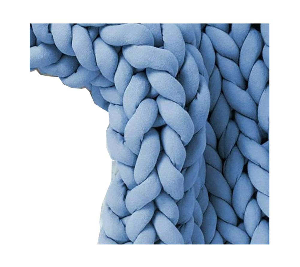 WSI 100% Cotton Cable Knit Throw Blanket - Super Soft Chunky Knitted Blanket for Couch, Bed & Sofa - 200x200cm Blue - Perfect for Cozy Nights, Living Room Decor & Gift Giving