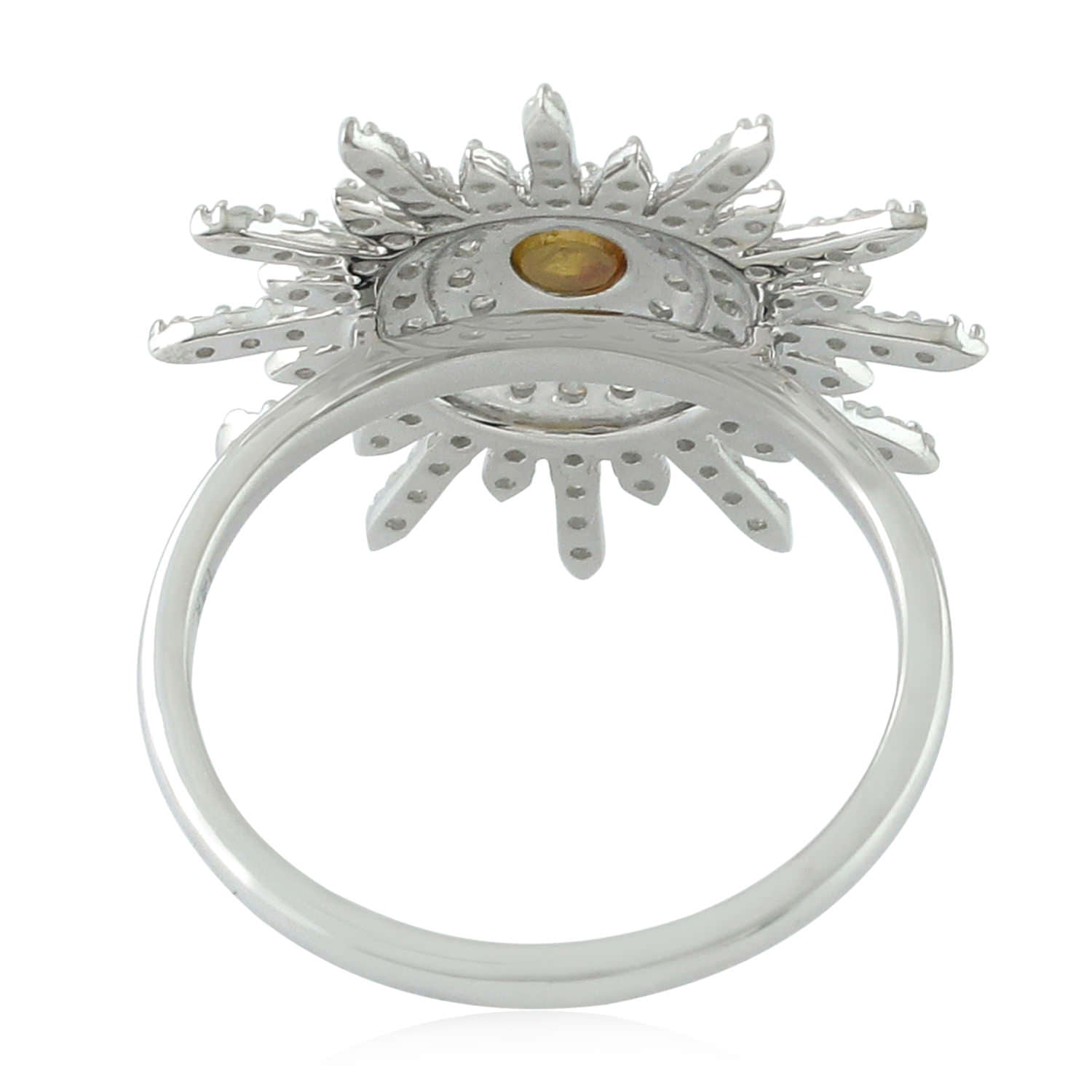14K Rose Gold Sunburst Ring with Pave Diamonds | Elegant Women's Jewelry Gift for Anniversary, Birthday & Special Occasions | Perfect for Everyday Wear & Evening Events