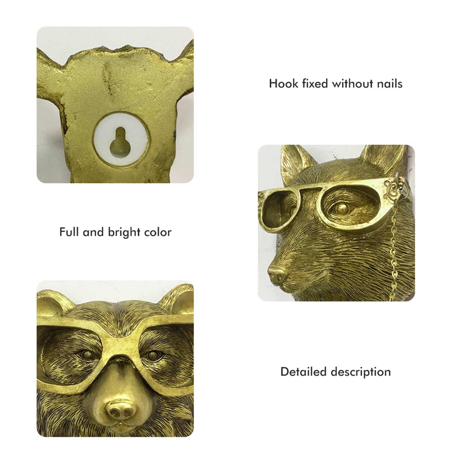 HEITIGN Waterproof Bronzed Resin Animal Wall Hanging Sculpture - 5PCS Set for Sun Protection, Home Decor, Garden & Outdoor Decorations - Perfect Gift for Housewarming & Interior Design