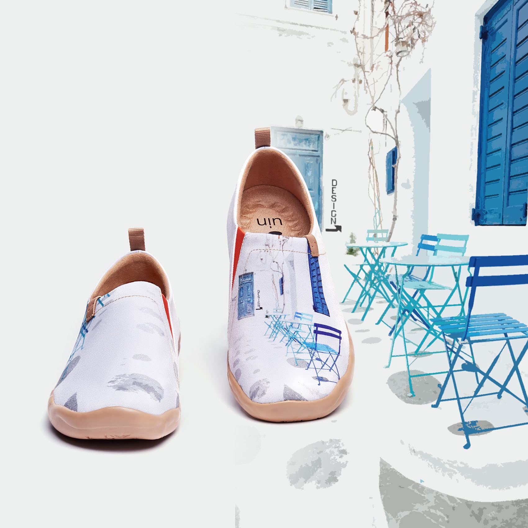 UIN Women's Slip On Sneakers - Casual Knit Loafers with Artistic Painting | Soft & Comfortable Walking Shoes for Women | Perfect for Work, Travel & Everyday Wear
