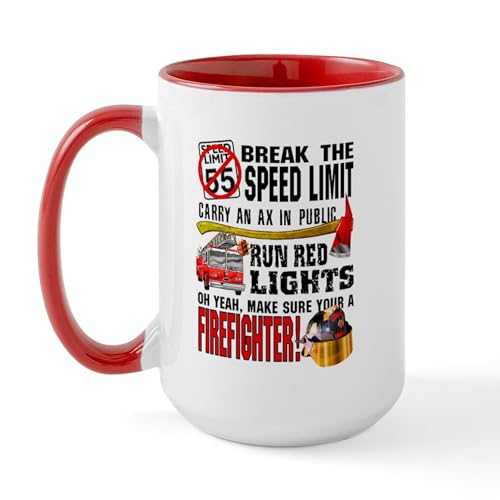 White/Red Inside - Make Sure A Firefighter Large Mug