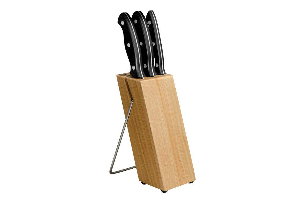 Buck Knives 930 3-Piece Kitchen Knife Set with Slate Black Paperstone Handles, Rubberwood Block & Stand, 420HC Stainless Steel - Perfect for Home Cooking, Camping & Outdoor Adventures