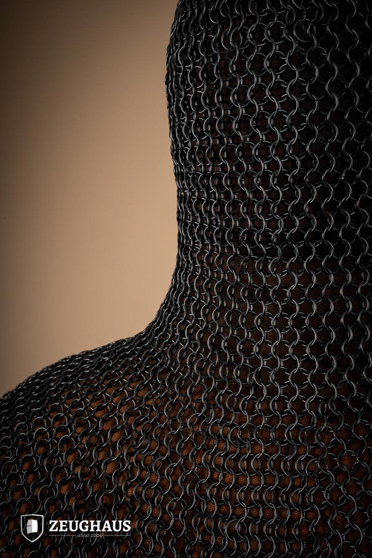 10mm Burnished Round Ring Chainmail Hood - Medieval Armor for LARP, Cosplay & Renaissance Fairs