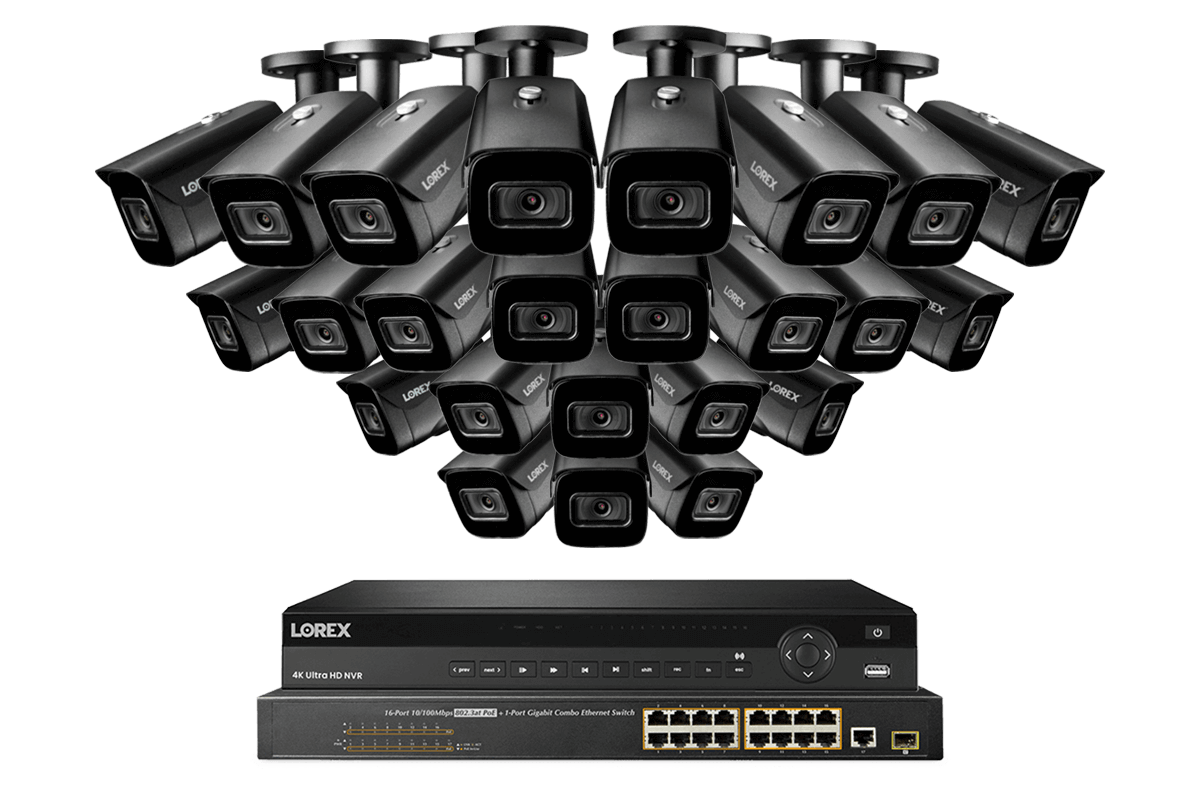 Lorex 4K 32 Channel Night Vision NVR Security System with 3 Smart IP Cameras - 30FPS Real-Time Recording & Two-Way Audio | Ideal for Home, Business & 24/7 Property Surveillance