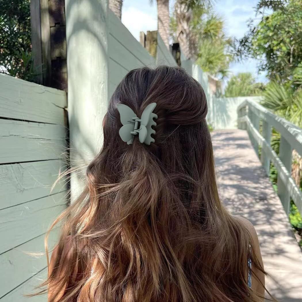 4 PCS Butterfly Hair Claw Clips for Women - 2.7 Inch Large Non-Slip Hair Clips for Thick Hair, Strong Hold Matte Finish Korean Style Hair Accessories - Perfect for Daily Use, Work, Parties and Special Occasions
