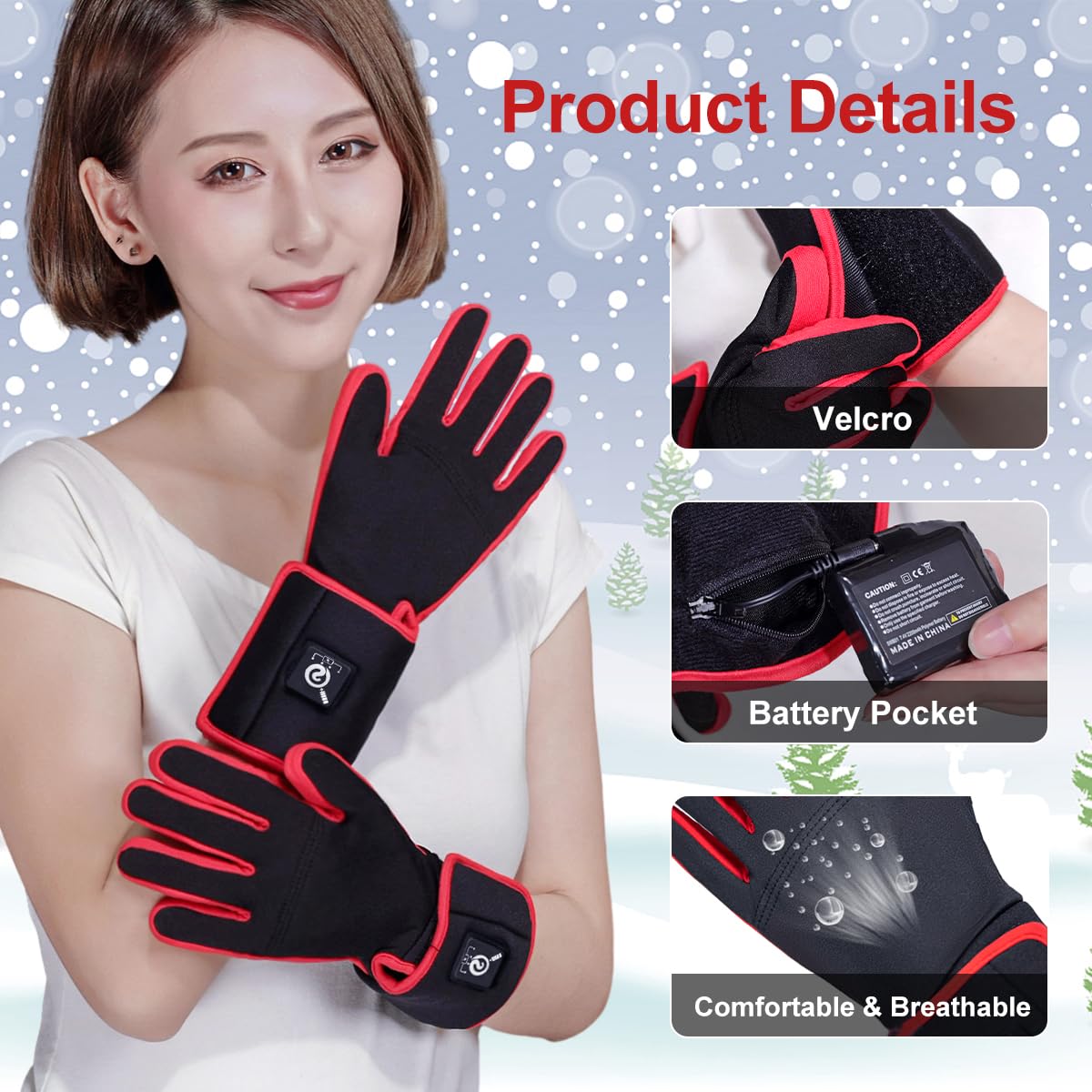 Savior Rechargeable Electric Heated Glove Liners - Thin Winter Gloves for Men & Women - Perfect for Driving, Typing, Running & Outdoor Activities - Stay Warm in Cold Weather