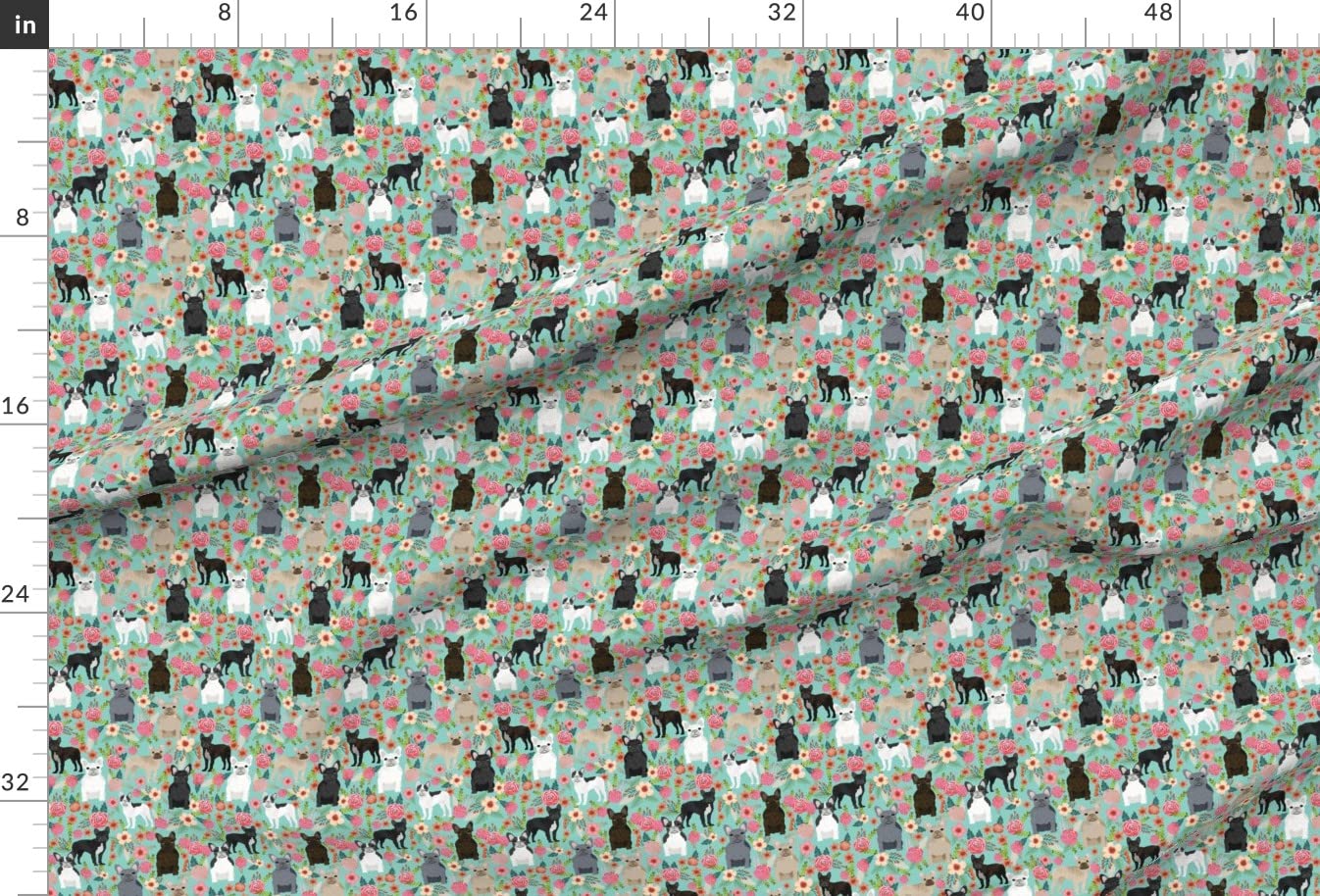 Frenchie Florals Cute French Bulldogs Printed Minky Fabric - Best Pet Bulldog Frenchies Design for Sewing, Baby Blankets & Quilt Backing | Soft Plush Fat Quarter Fabric for DIY Crafts, Home Decor & Gift Making