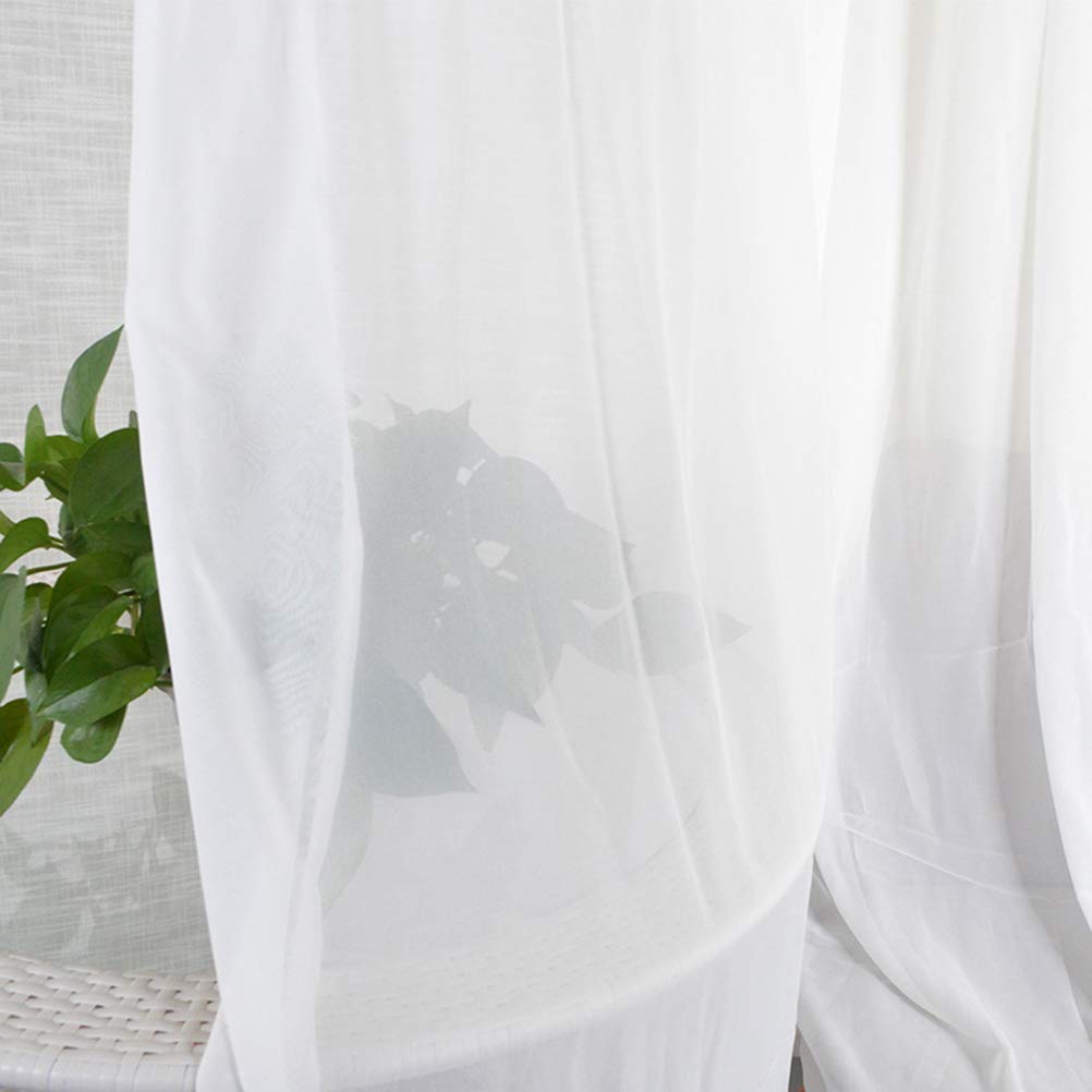 BESPORTBLE 2-Pack White Voile Sheer Curtains with Rod - Light Filtering Window Drapes for Living Room, Bedroom & Nursery