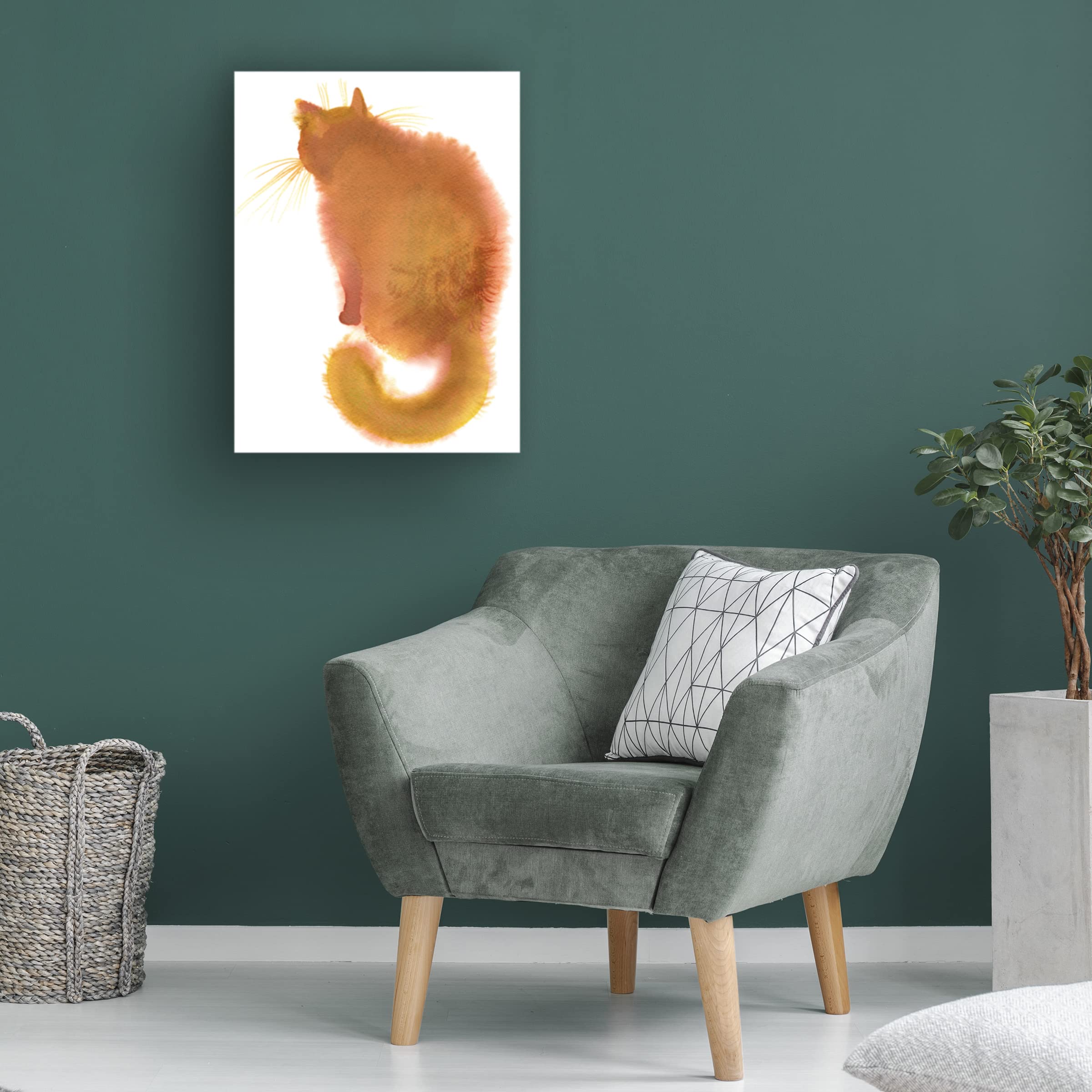 Trademark Fine Art 'Ginger Cat' Canvas Wall Art by Elena Bolgova - Hand-Painted Home Decor for Living Room, Bedroom & Office