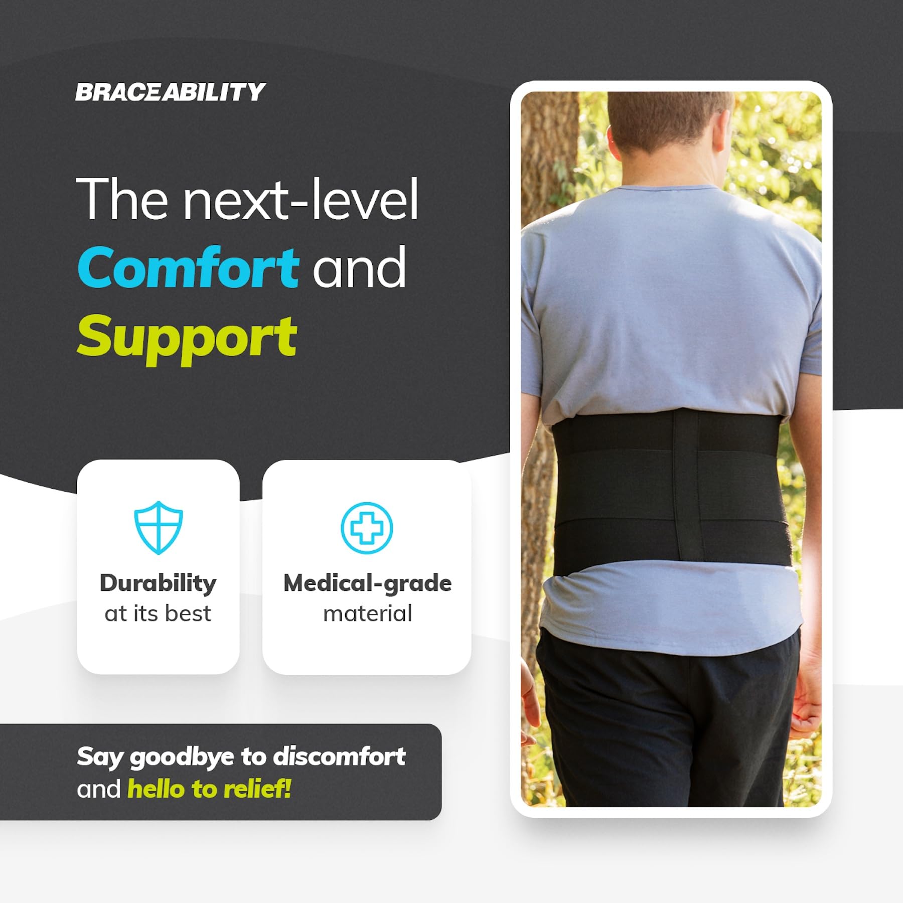 BraceAbility Elastic Low Back Brace - Adjustable Compression Support Belt for Sciatica, Herniated Disc & Lower Back Pain Relief - Ideal for Heavy Lifting, Workouts, Sleeping & Daily Activities - Lumbar Support for Men & Women (Large)