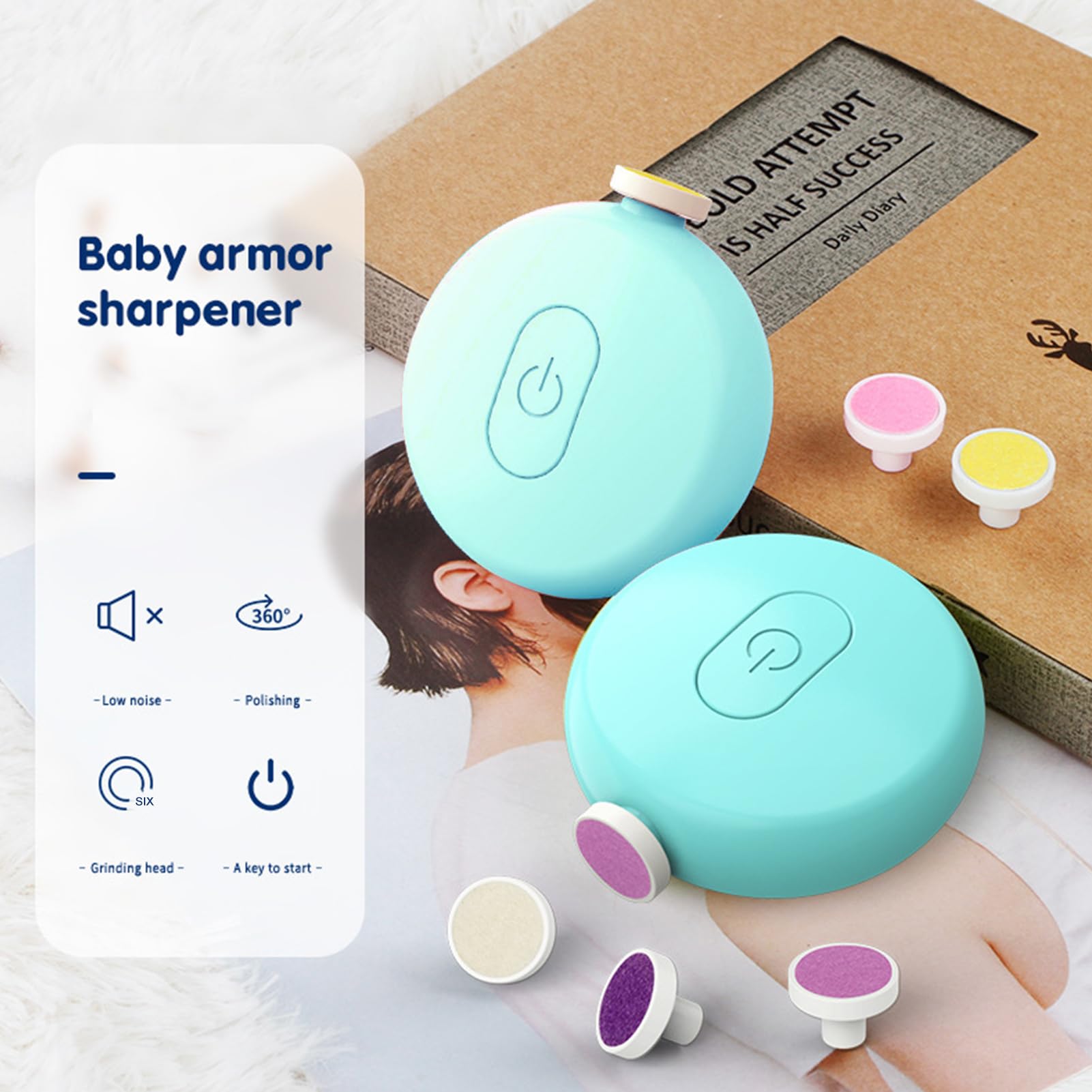Gentle Baby Nail Trimmer - Electric Automatic Nail File & Clipper for Newborns & Toddlers - Safe Painless Nail Grinder - Kids Pedicure Care Kit - Perfect for Travel, Home Use & Baby Grooming
