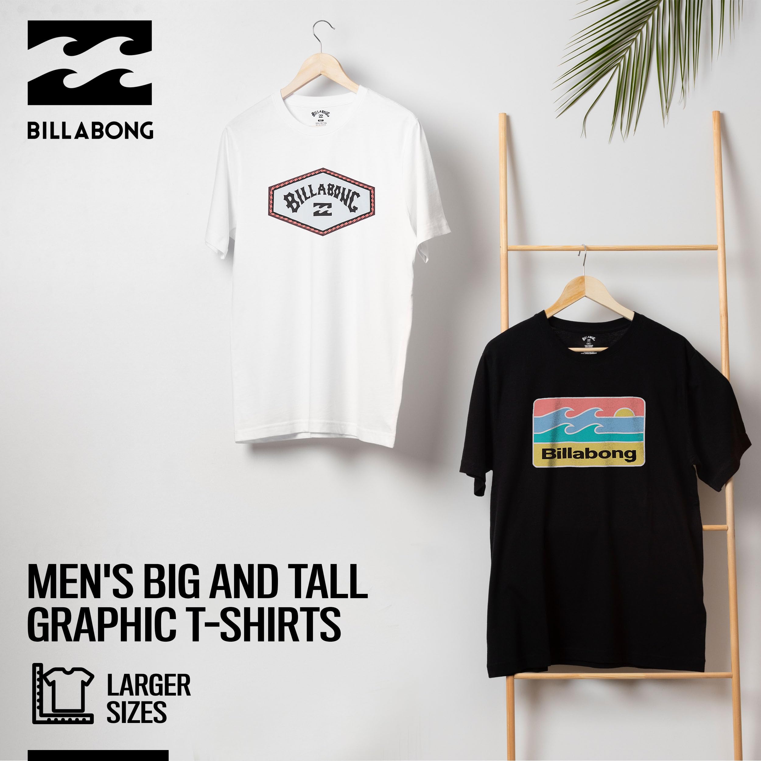 Billabong Men's Big and Tall Cotton T-Shirts 2-Pack - Soft Summer Beach Tees for Casual Wear, Surfing & Outdoor Activities
