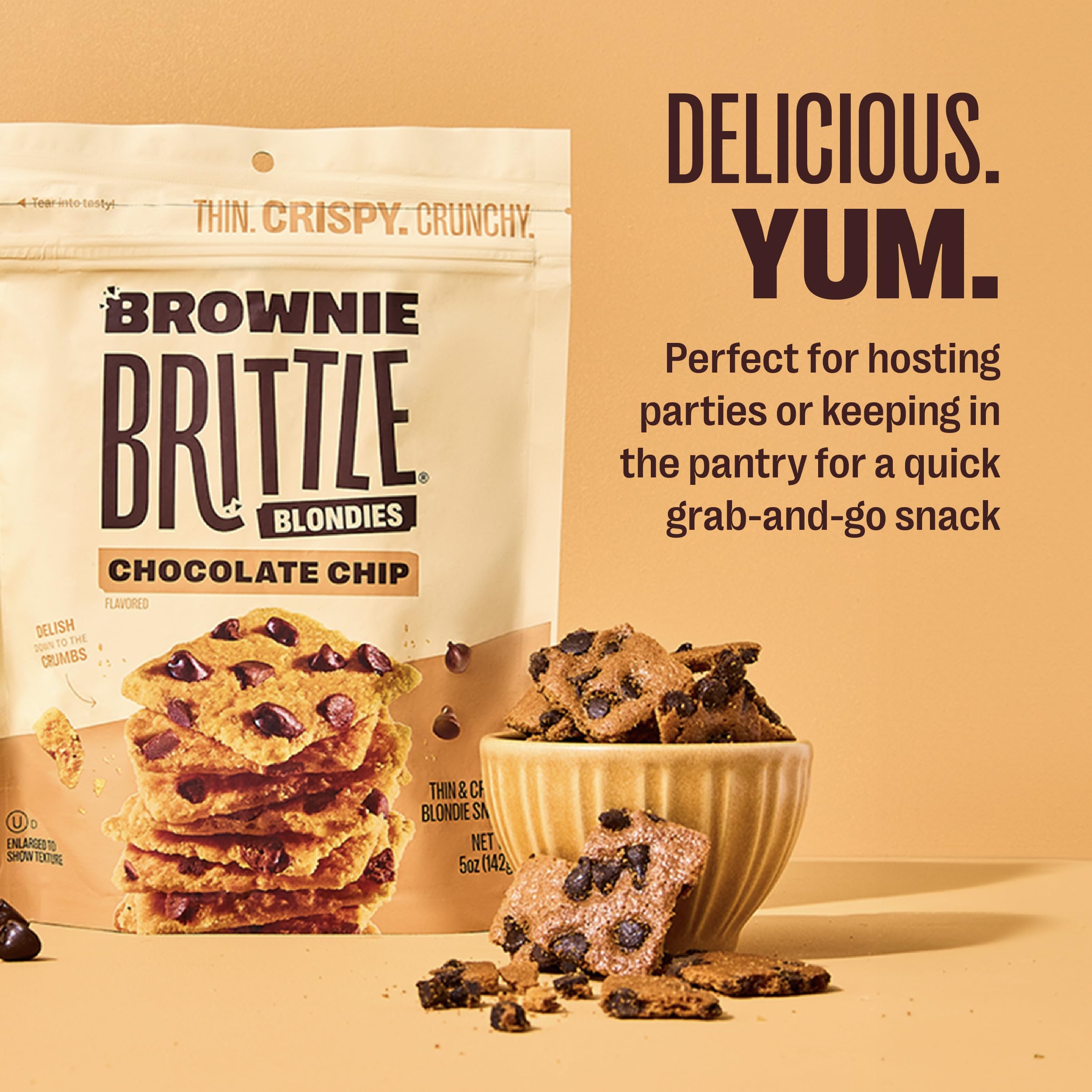 Chocolate Chip Blondie Brownie Brittle - Thin & Crispy Gourmet Dessert Snacks (6 Pack, 5 oz) | Perfect for Parties, Gifts & Sweet Cravings