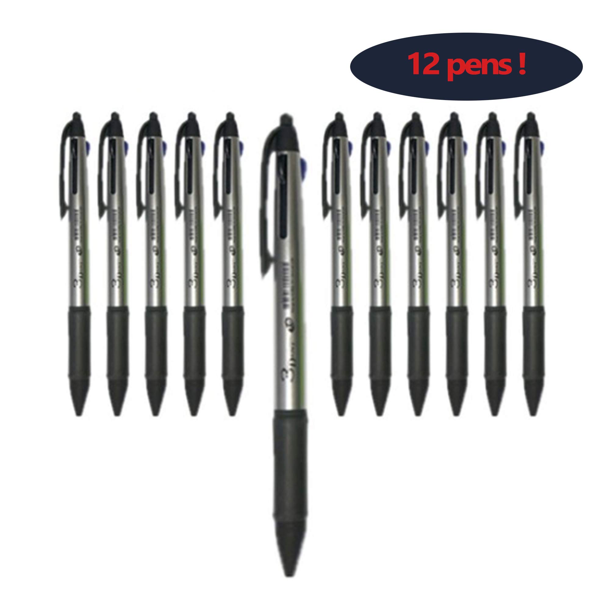 FEELLUCK Trident 3-in-1 Stylus Pen - 1.0mm Ballpoint & Gel Ink Pen with Touchscreen Tip (12-Pack, Grey) - Compatible with iPad, iPhone, Tablet - Perfect for Note-Taking, Drawing & Digital Signatures - Made in Korea