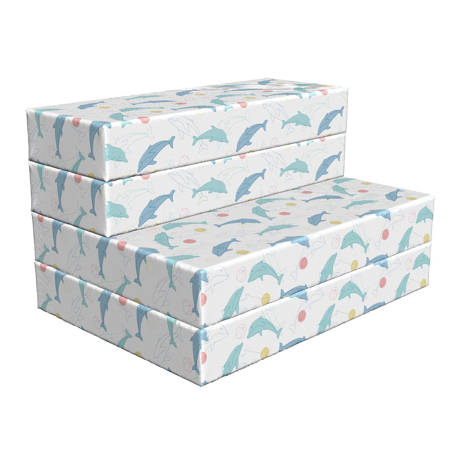Ambesonne Dolphin Foldable Mattress - Playful Big Fish Design with Balls, 74.8