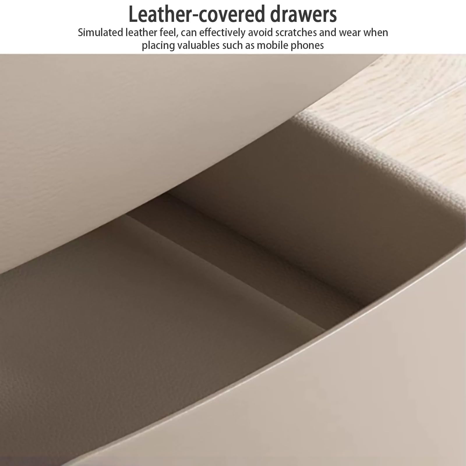 Modern Minimalist Solid Wood Bedside Table with Storage Drawers - Nightstand with Cabinet for Bedroom - White & Khaki Wooden Nightstand - Perfect for Small Spaces, Guest Rooms & Apartment Living