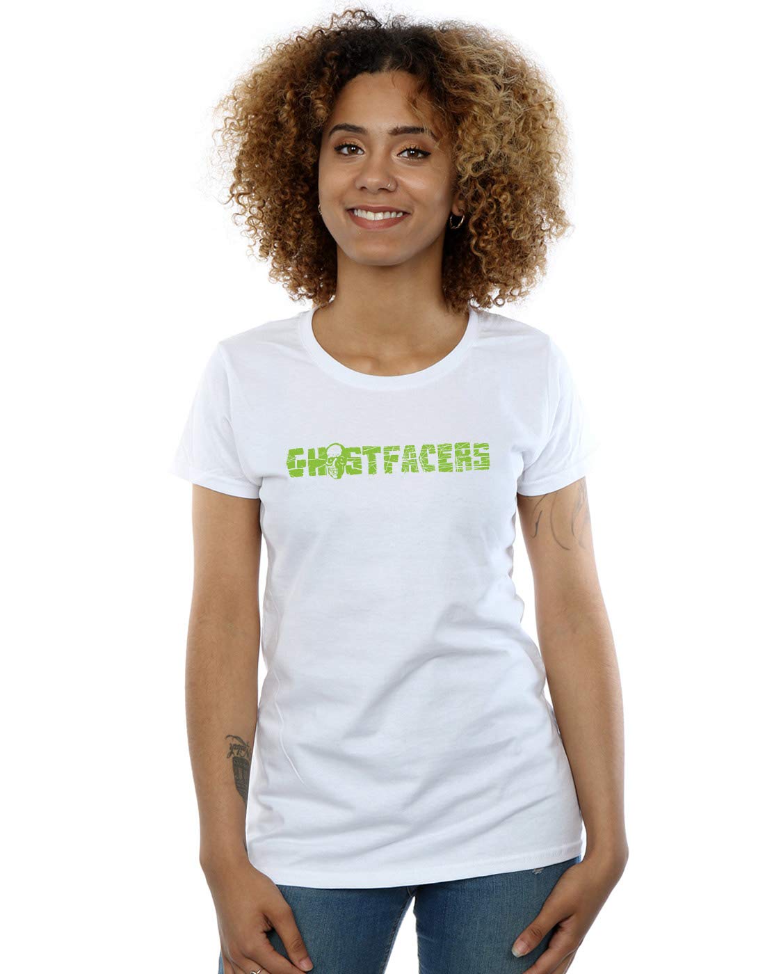 Supernatural Women's Ghostfacers Logo T-Shirt - White X-Large - Casual Fan Apparel for Halloween, Cosplay & TV Show Enthusiasts
