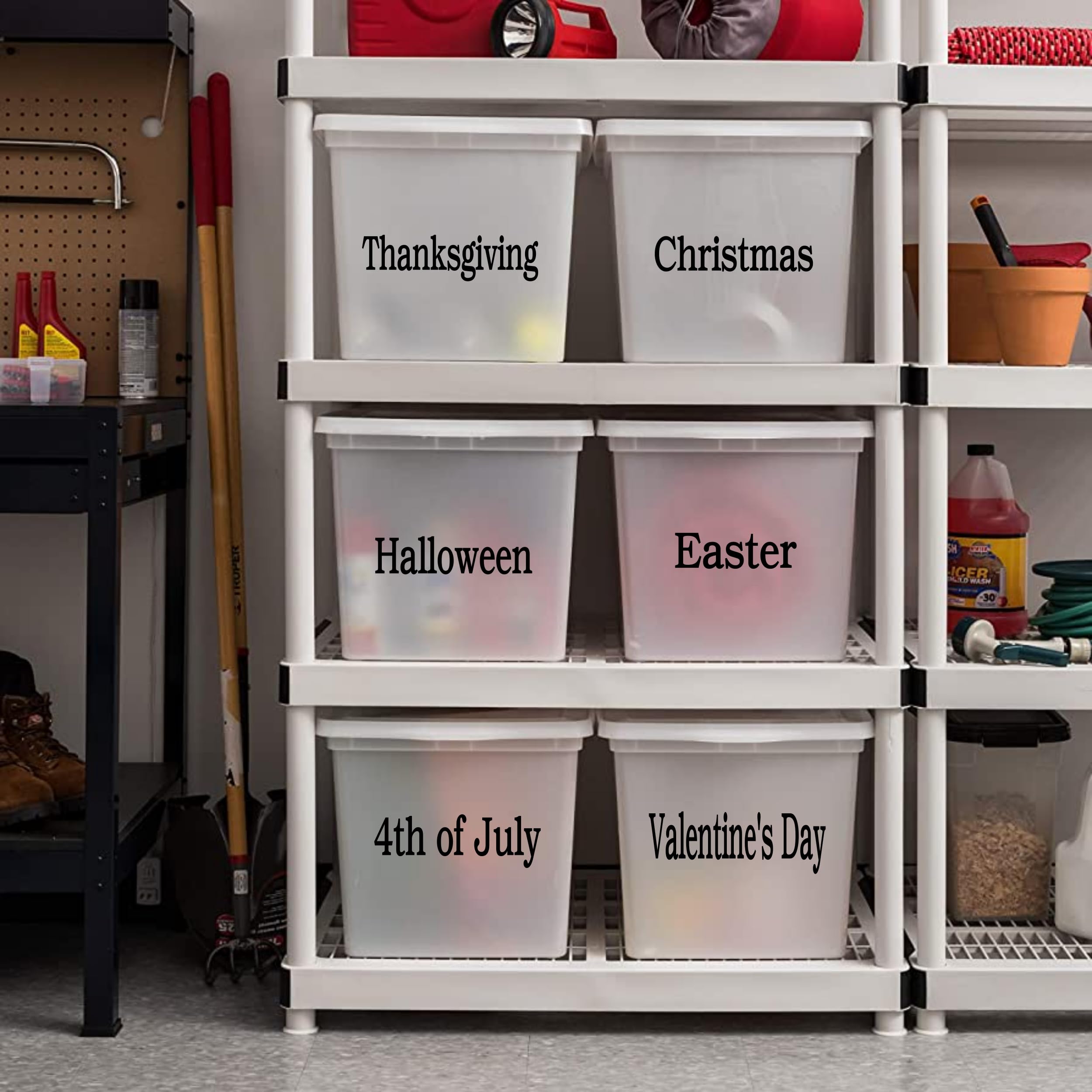 Holiday Storage Bin Labels - Custom Garage & Home Organization Labels for Storage Totes (Christmas, Easter, Halloween) - Perfect for Seasonal Decor Storage & Closet Organization