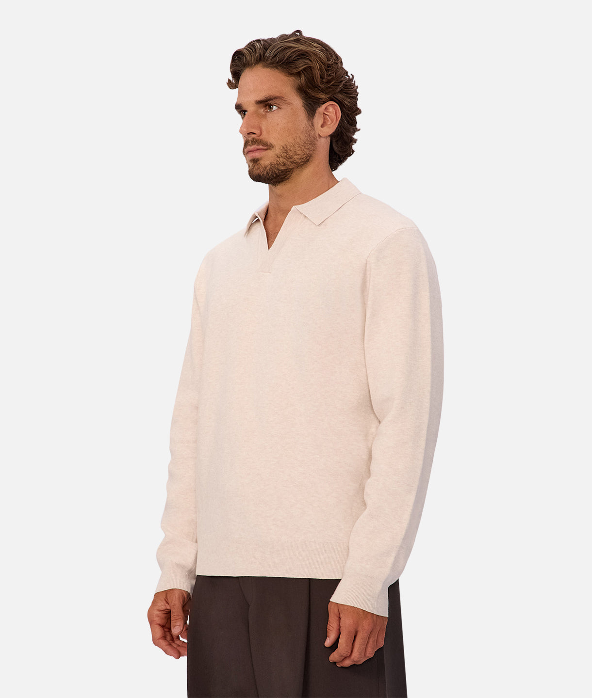 Wynslow Men's Polo Knit Shirt - Breathable Cotton Blend, Ecru Marle Color - Perfect for Casual Wear, Golf, and Office Outfits