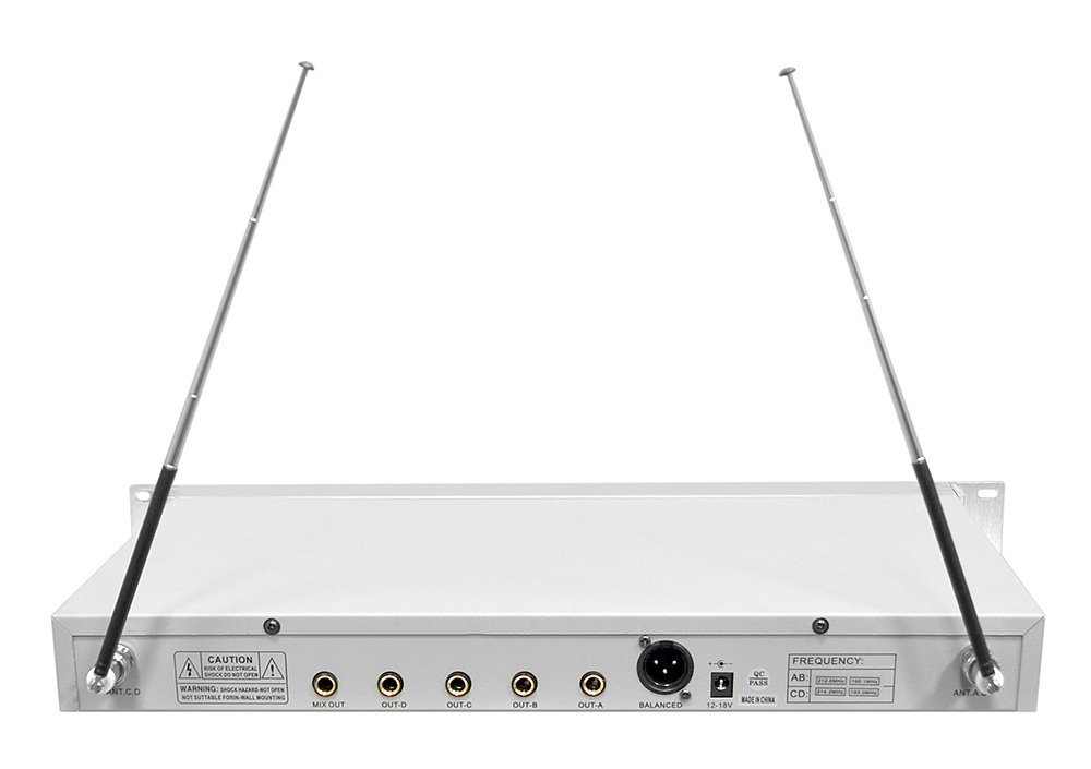 Pyle PDWM5500 Professional VHF Wireless Microphone System with 4 Handheld Mics - Ideal for Karaoke, Live Performances & Public Speaking Events