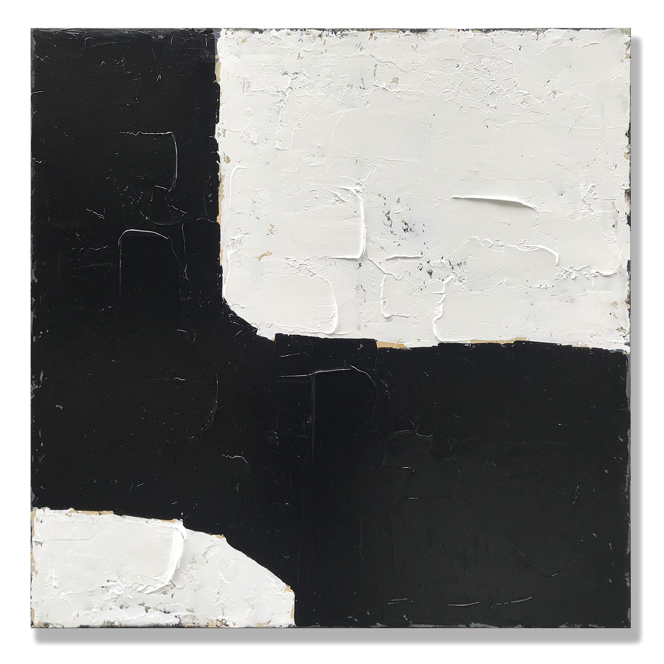Zoinart Hand Painted Abstract Canvas Wall Art - 36x36 Inch Contemporary Minimalist Black & White Oil Painting - Modern Home Decor for Living Room, Bedroom, Office & Dining Room - Perfect for Creating Stylish & Elegant Interior Spaces