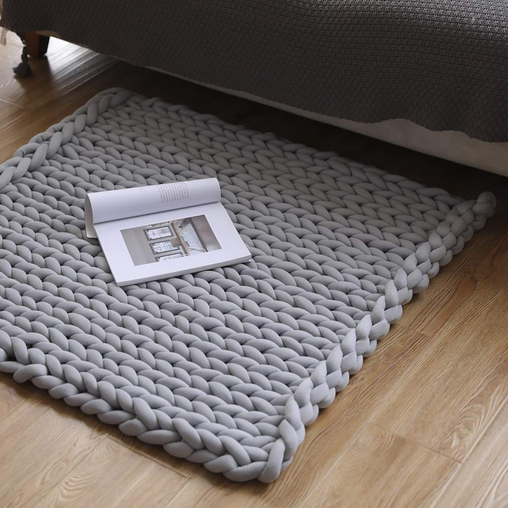 Chunky Knit Weighted Blanket - Handwoven, Soft & Luxurious Braided Throw for Couch, Bed, Pet Mat & Baby - Navy Blue 100x150cm | Perfect for Cozy Nights, Home Decor & Thoughtful Gifts