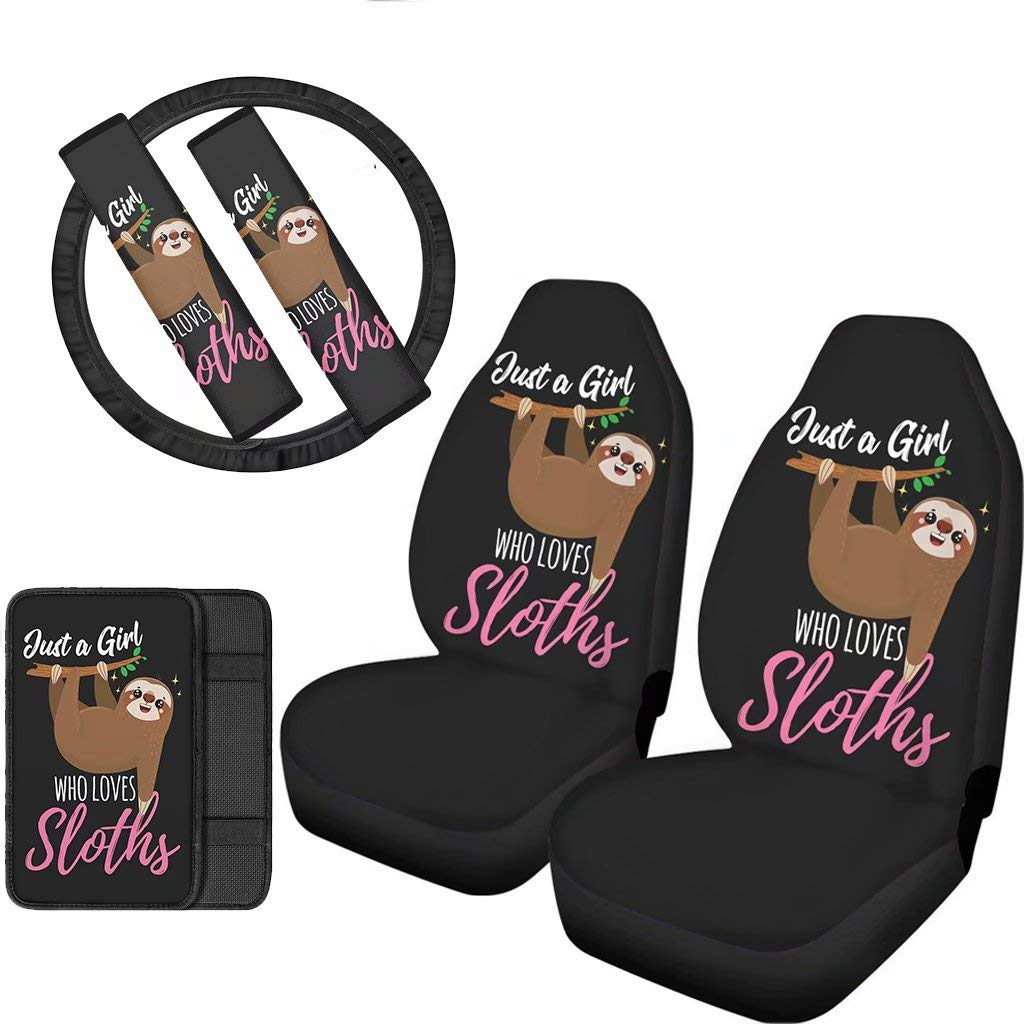 Sloth Car Seat Covers Set - 6pc Universal Accessories for Comfort & Style
