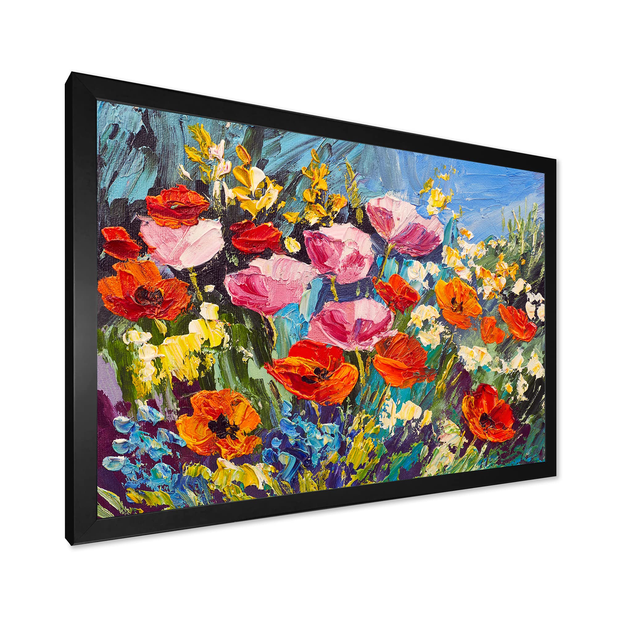 Vibrant Spring Wildflowers Framed Wall Art - Traditional Floral Home Decor for Living Room, Bedroom & Office