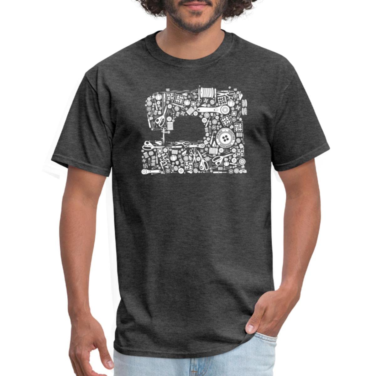 Spreadshirt Sewing Machine Equipment Men's T-Shirt | Comfortable Cotton Tee for DIY Enthusiasts & Crafters | Perfect for Sewing Projects, Workshops & Casual Wear