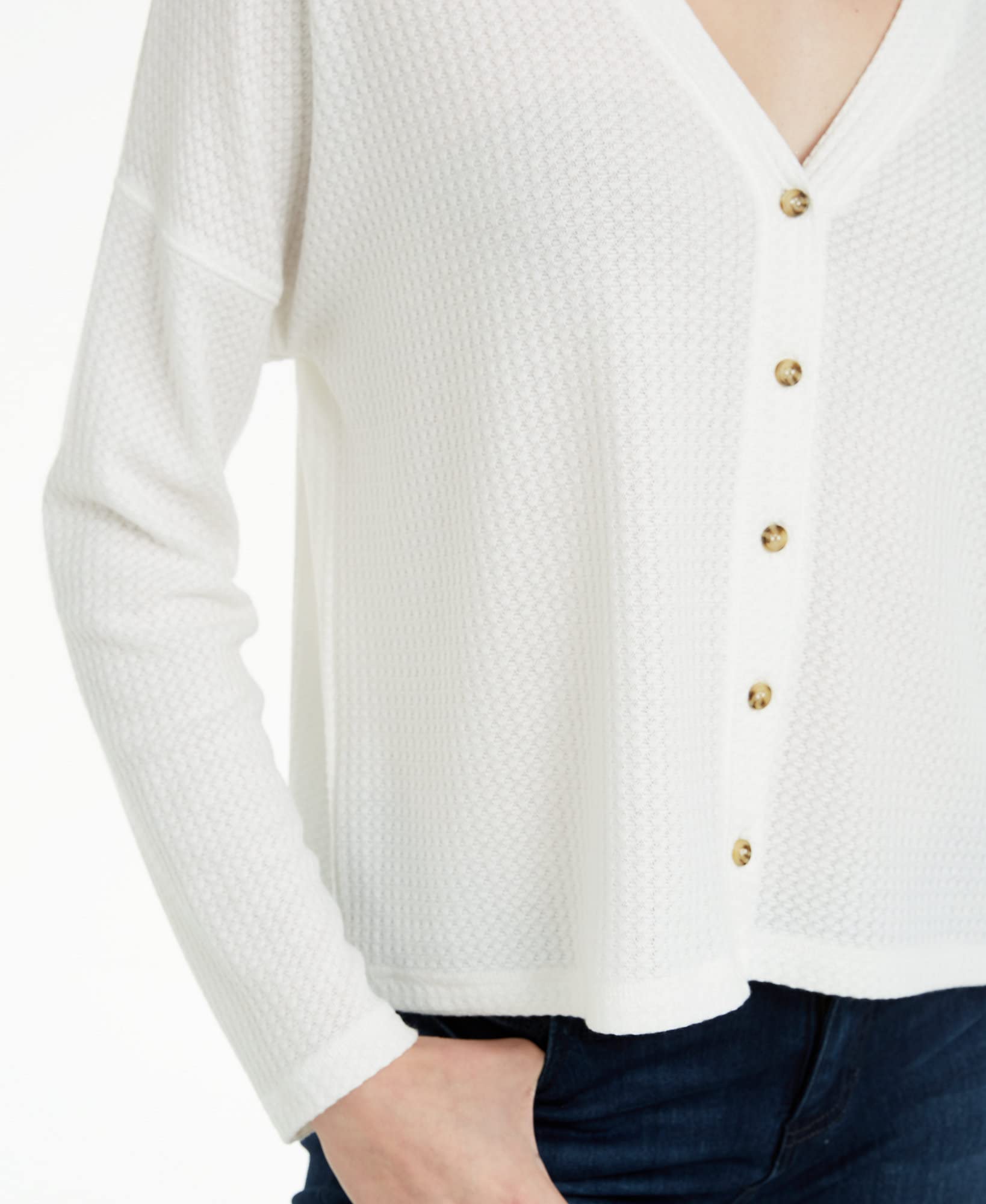 Women's Juniors Waffle Knit Cropped Cardigan Sweater - Soft Long Sleeve Open Front Shrug for Casual Outfits, Layering & Fall Fashion