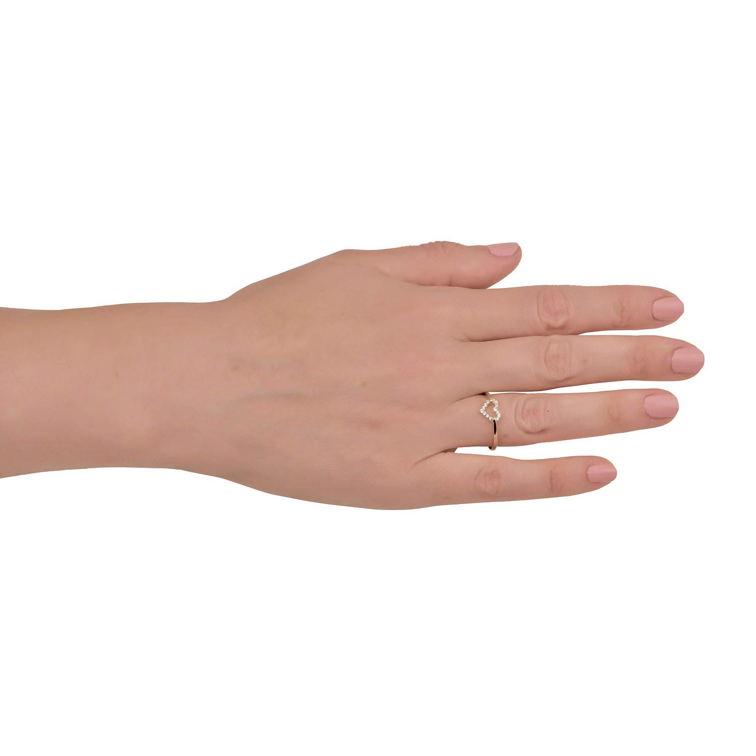 AVORA 10K Yellow Gold Simulated Diamond CZ Open Heart Ring for Women - Elegant Cubic Zirconia Heart Jewelry Gift for Valentine's Day, Anniversary & Special Occasions