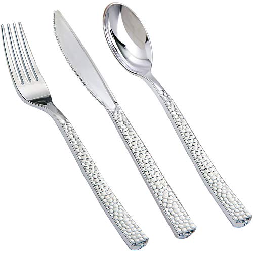 180pcs Silver Plastic Silverrware