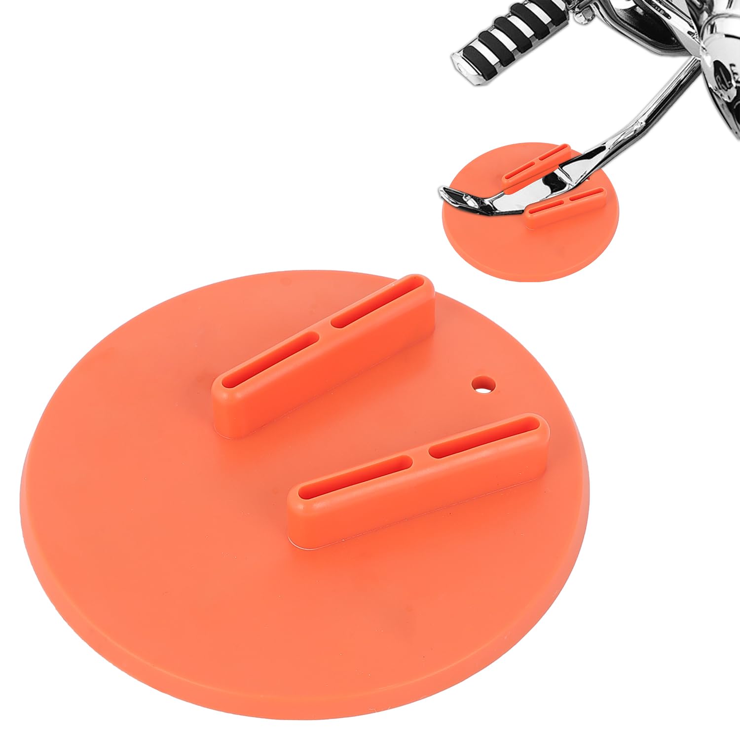 Universal Motorcycle Kickstand Pad - Orange, for Hot Pavement & Soft Ground Parking